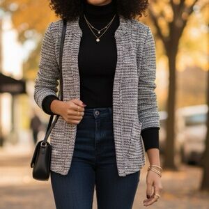 Premise Studio Textured Knit open front blazer jacket xs